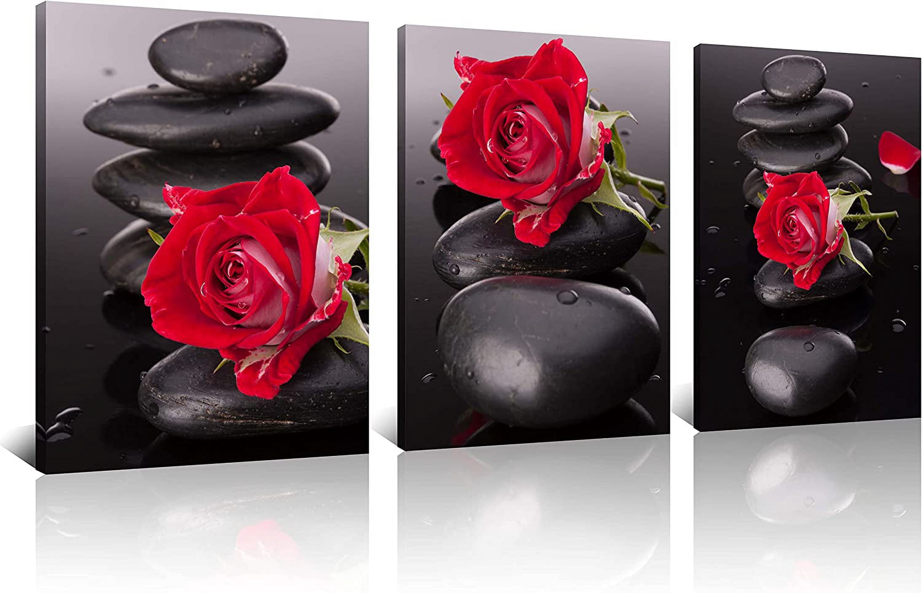 Red Canvas Wall Art Bedroom Wall Decor Black and White Zen Stones Spa ...