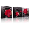 thumbnail image 1 of Red Canvas Wall Art Bedroom Wall Decor Black and White Zen Stones Spa Wall Art Rose Pictures for Living Room Kitchen Home Decorations Red Bathroom Accessories Flower Paintings Room Artwork, 1 of 6