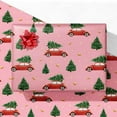 thumbnail image 1 of Red Car Christmas Wrapping Paper for Kids Men Women - Pink Holiday Gift Wrap with Christmas Trees & Red Car - 4 Sheets (28 x 40 inches), Easy to Store, 1 of 14
