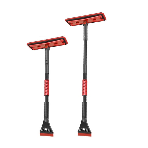 Red Car Snow Removal Shovel Eva Soft Scraper Paint Protection Extendable Handle 2 In 1 Ice Break Snow Shovel Abs Non Slip Grip For Car Suv Truck Winter Use