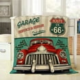 thumbnail image 1 of Red Car Throw Blanket Vintage Garage Service & Repair Route 66 Retro Poster Decorative Soft Warm Cozy Flannel Plush Throws Blankets for Bedding Sofa Couch 60 X 80 Inch, 1 of 6