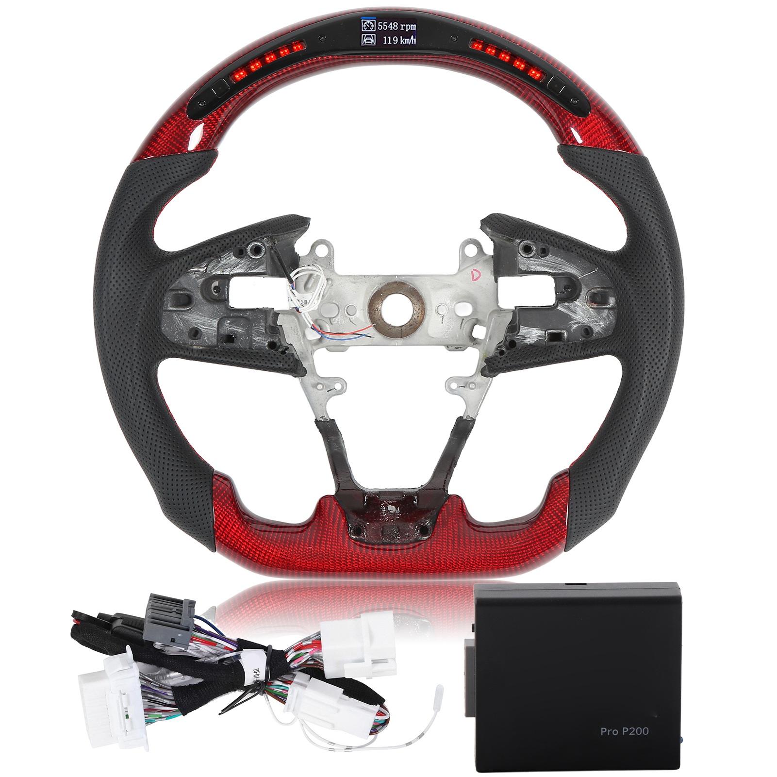 Carbon Fiber Steering Wheel With LED Shift Lights For G35 2003-2007 | Flat Bottom Race Design