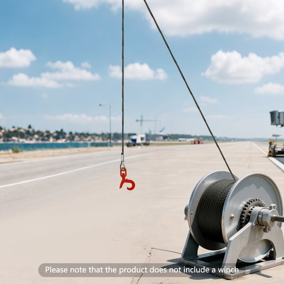 Red Carbon Steel 14.2mmx15.2 m Wire Rope Hook Self-Locking Rotating Safety Hook Heavy Oil Rope Lifting Towing Cable