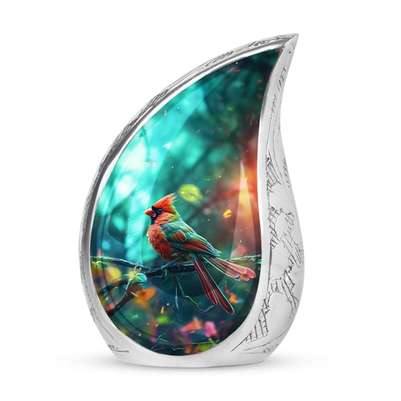 Red Cardinal 3 Inch Urn, Teardrop Cremation Urn, Small Urns for Human Ashes Keepsake, Mini Urn for Ashes Adult Male, Decorative Urns for Men, Ash Holders for Human Ashes, Memorial Urn for Ashes 1pcs