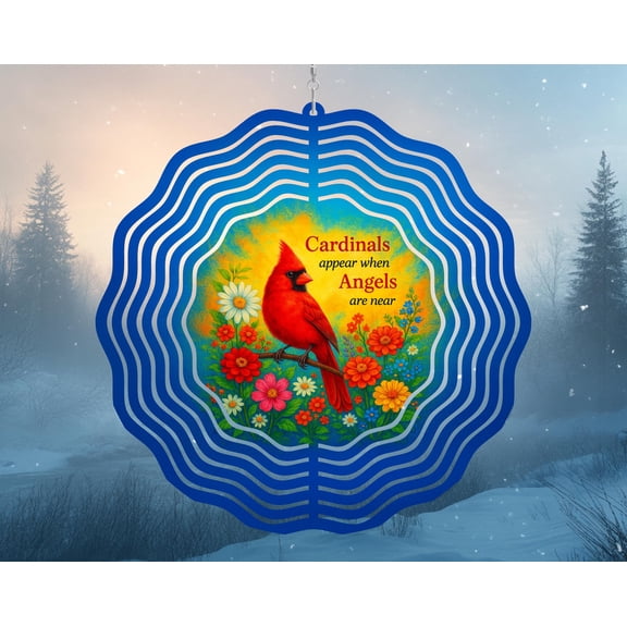 Red Cardinal 3D Wind Spinner Memorial Poem Kinetic Yard Art