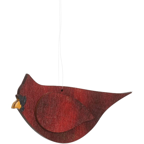 Red Cardinal 4 x 2 Inch Wood Hanging Holiday Ornament Figurine Pack of 2
