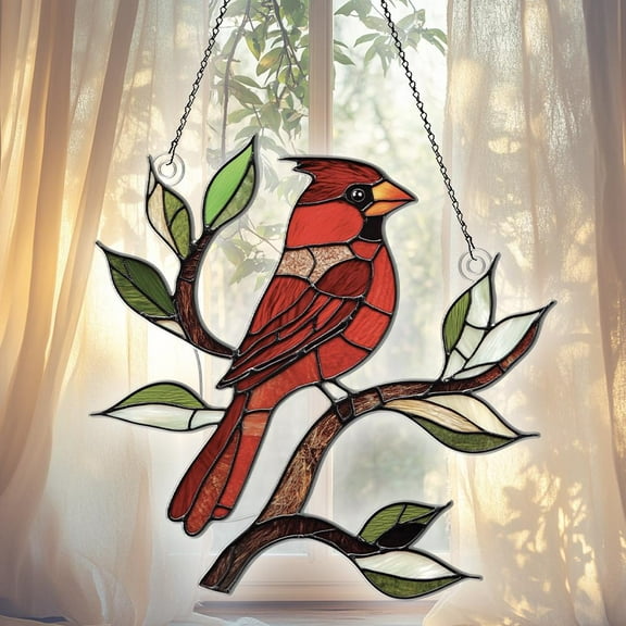 Red Cardinal Acrylic Window Hanging Suncatcher Ornament, Cardinal Gift For Cardinal Lover Gift, Bird Wall Hanging, Home Window Decor