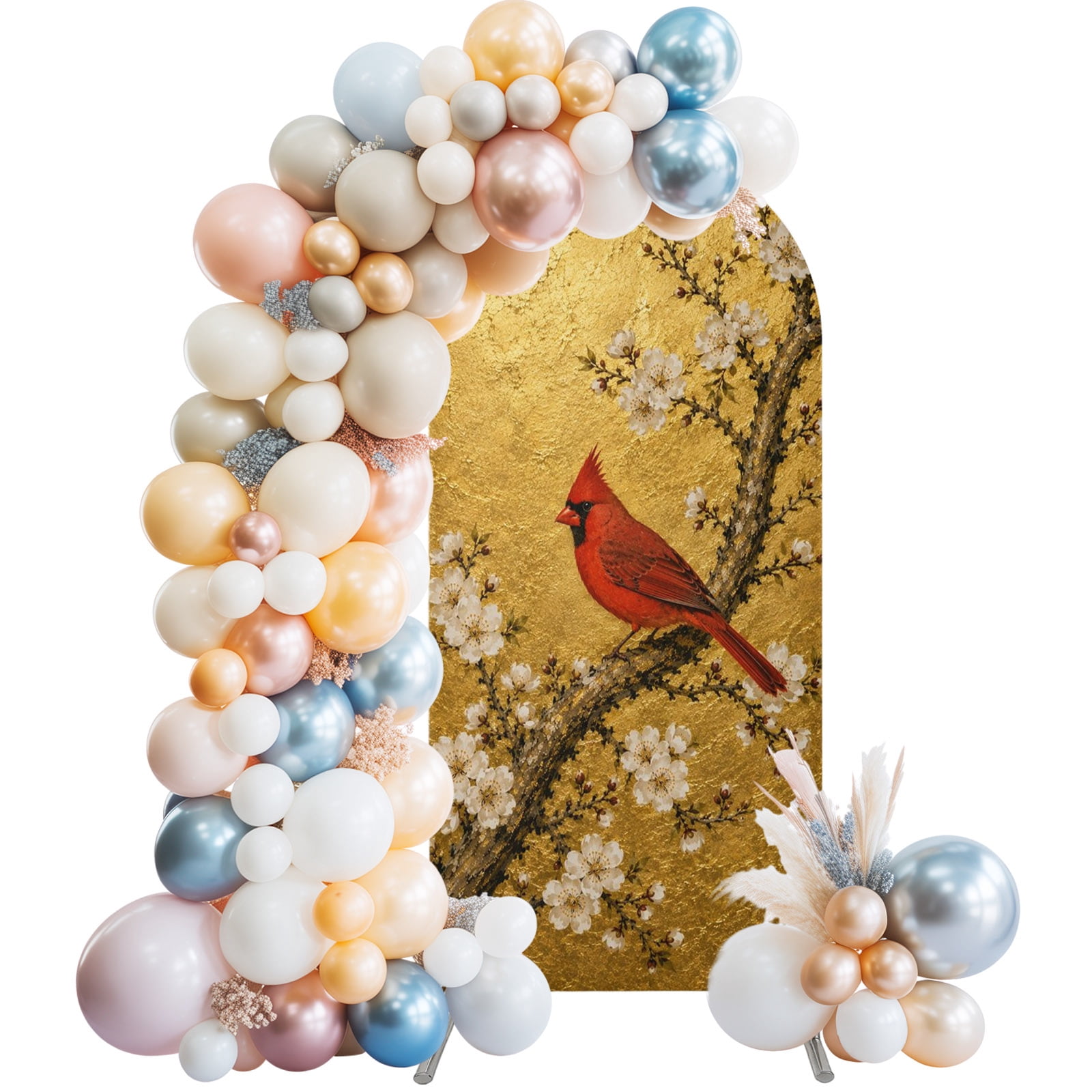 Red Cardinal Arch Backdrop Covers 6 FT, Vintage White Cherry Blossoms ...