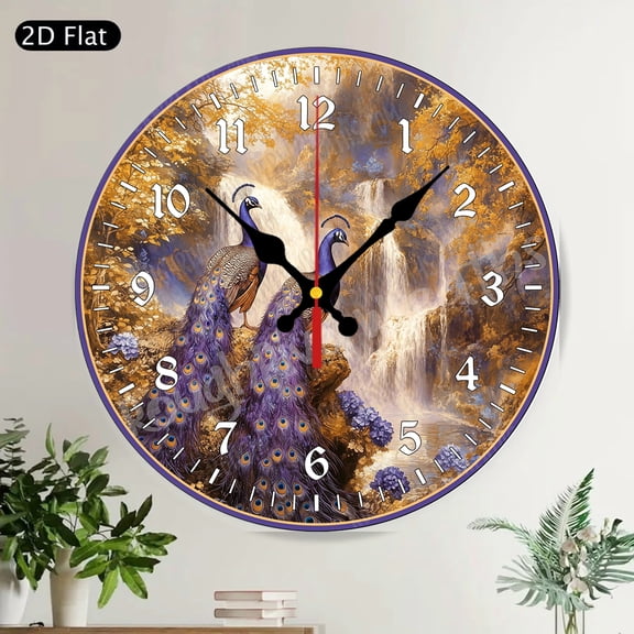 Red Cardinal Bird Christmas Winter Round Wall Clock, Snowy Tree Silent Home Decor