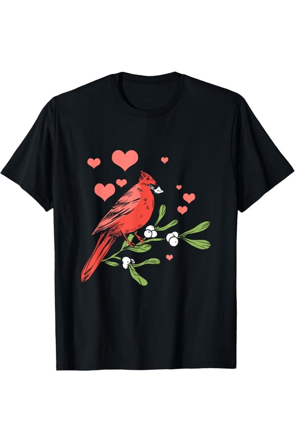 Red Cardinal Bird Lover Watching Birdwatcher Birder Heart T-Shirt