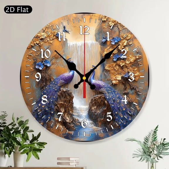 Red Cardinal Bird Nest Floral Round Wall Clock Silent Spring Home Decor