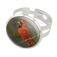 thumbnail image 1 of Red Cardinal Bird On Branch Silver Plated Adjustable Novelty Ring, 1 of 4