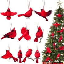 Red Cardinal Bird Ornaments 10 Pieces Acrylic Christmas Tree Decorations Flat Design Hanging Ornament Set for Holiday Xmas Winter Decor Perfect for Memorial Gift Home Indoor Festive Display A