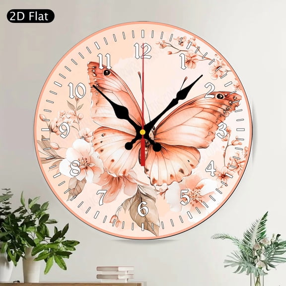 Red Cardinal Bird Round Wall Clock, Silent Non-Ticking Nature Wall Art for Christmas Winter Home Decor
