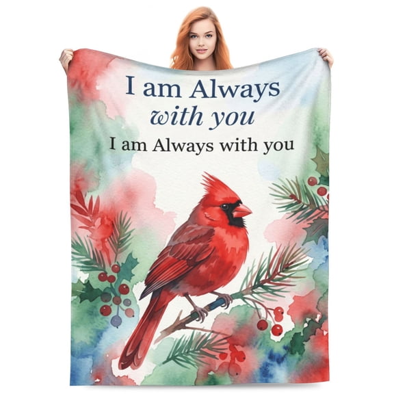 Red Cardinal Bird Throw Blanket, Warm Soft Fleece Blanket, Christmas Flannel Blanket, Cozy Plush Blanket for Couch Bed Sofa Bedroom Decor 50x40