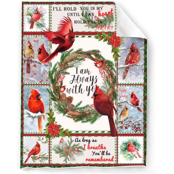 Red Cardinal Birds Blanket , Red Birds Comfortable Warm Blanket, Light Weight Cozy Plush Blanket ,for All Season Living Room Bedroom Couch 80"x60"