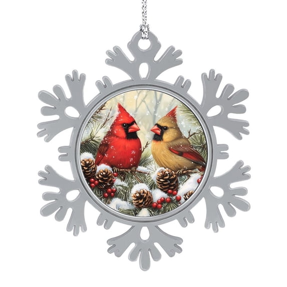 Red Cardinal Birds Metal Christmas Ornament Winter Holiday Hanging Christmas Tree Ornaments Metal Christmas Ornaments Tree Decor Gifts for Friends Coworkers Employees Family