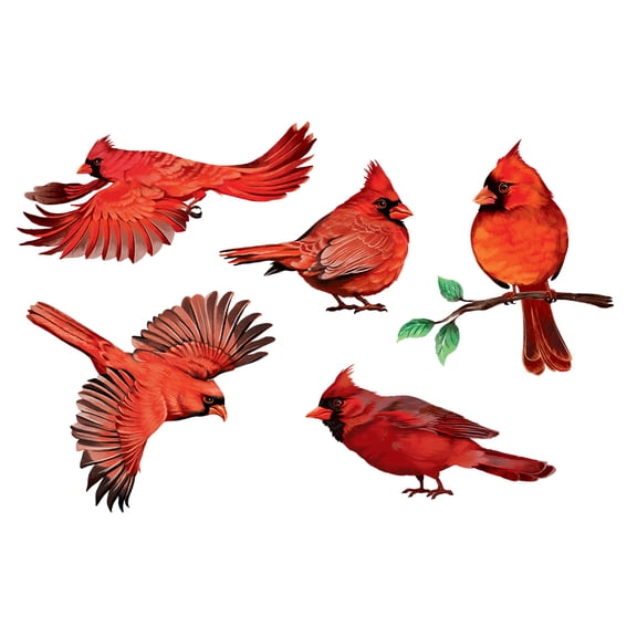 Red Cardinal Birds Set WIRESTER Decal Vinyl Wall Stickers Decoration for Boys Girls Kids Room Bedroom Home Office Living Room Wall Bathroom (12 x 6 inches)
