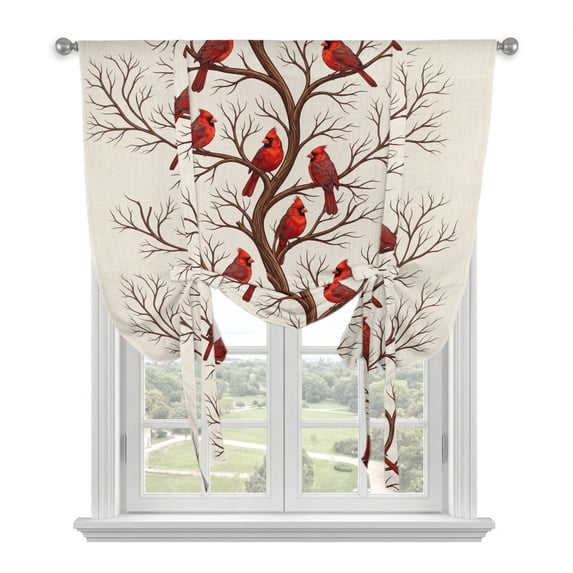 Reg Pock Red Cardinal Birds Tie Up Curtains for Window, Thermal Insulated ...