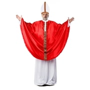 Red Cardinal Bishop Costume for Men, Pope Robe with Hat, Adult Religious Priest Outfit for Halloween, Cosplay, Themed Parties