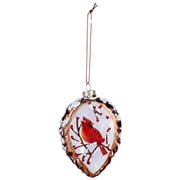 Red Cardinal Branch Pinecone Blown Glass Christmas Ornament 4.5 x 3