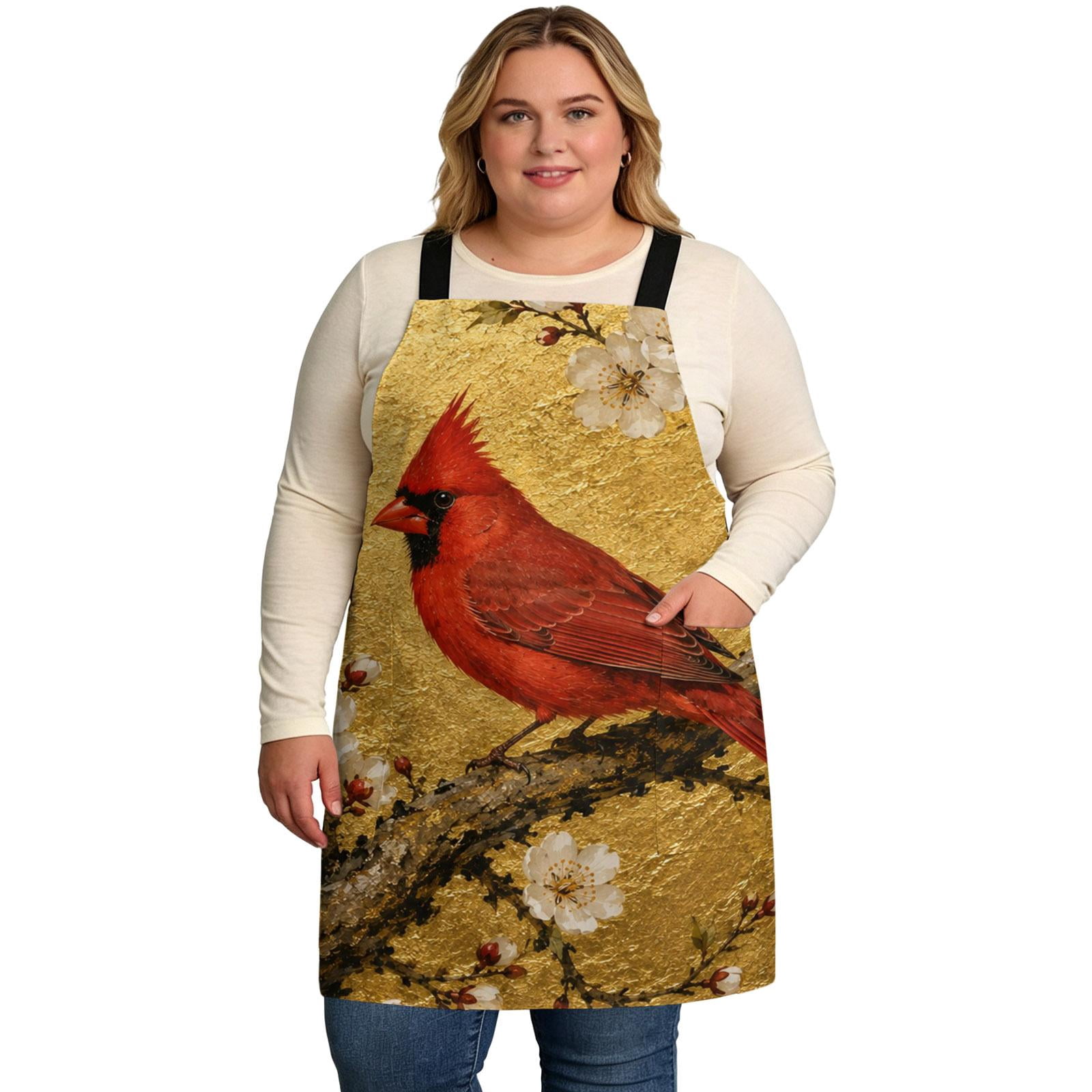 Red Cardinal Cooking Aprons for Men with 2 Pockets, 39