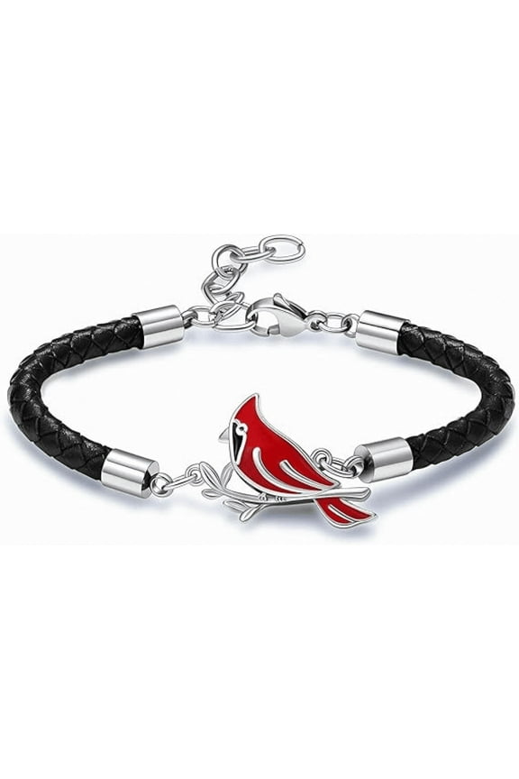 Red Cardinal Cremation Jewelry Urn Bracelet for Ashes for Women, Adjustable Memorial Bracelet Cremation Bracelet for Ashes Holder