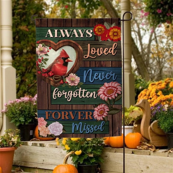 Red Cardinal and Flowers Welcome Flag / Design Bird Garden Flag / Red Bird Flag / American Cardinal Patriotic Flag, USA 250th Anniversary, 1776-2026, July 4th, Independence Day