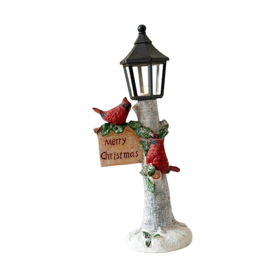 Red Cardinal Lamp Christmas Lantern LED Light Table Decor Resin Material for Indoor Shelf Home