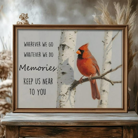 Red Cardinal Memorial Poster Sympathy Gift, Remembrance Decor Home Decor, 8x12 UNFRAMED