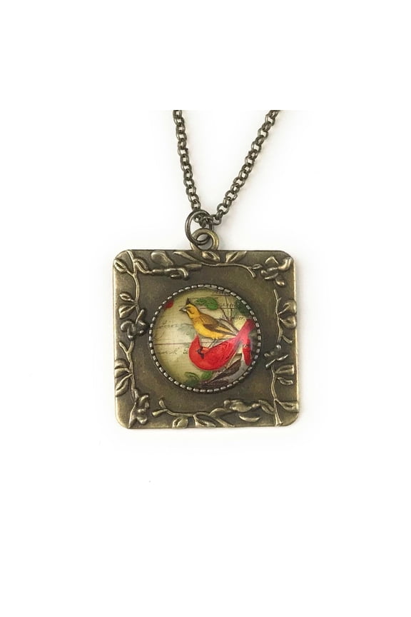 Red Cardinal Necklace, Gift for Women, Vintage Inspired Jewelry,