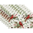 thumbnail image 1 of Red Cardinal Placemats Set of 6, Christmas Berry Bird Linen Place Mat Washable Stain Resistant Table Mats for Farmhouse Kitchen Dining Party Wedding Decor 12x18 Inch, 1 of 6