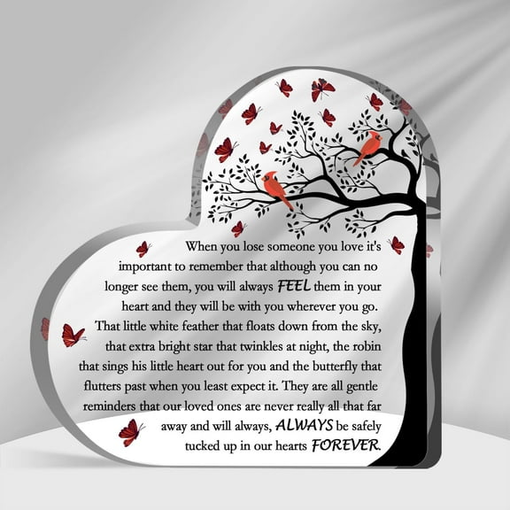 Red Cardinal Sympathy Memorial Gifts, Father Mother Bereavement Remembrance Sign, Condolence Paperweight Keepsake for Loss Loved One, Table Desk Decorations for Loss Loved One