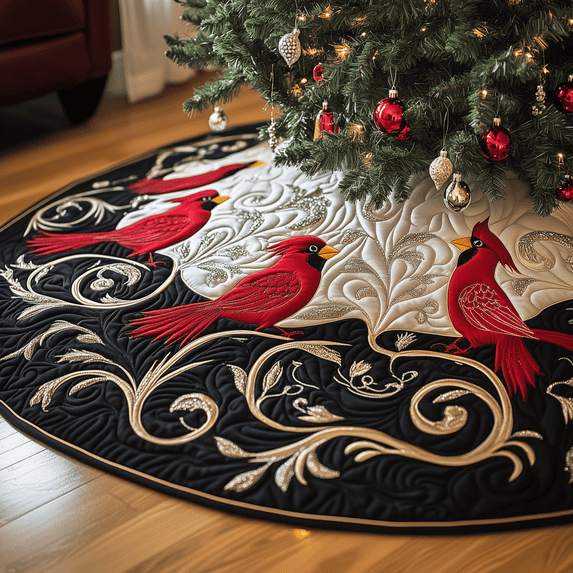 Red Cardinal Tree Skirt, 35.4 Inch Christmas Tree Skirt - Walmart.com