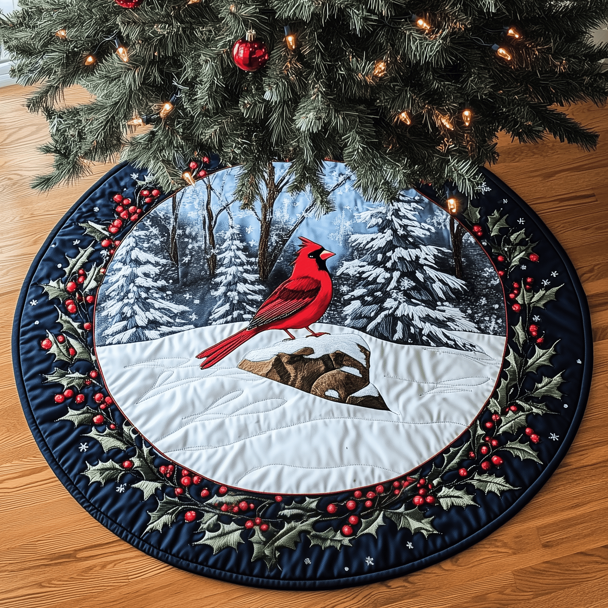 Red Cardinal Tree Skirt, 35.4 Inch Christmas Tree Skirt - Walmart.com
