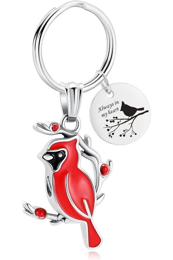 Red Cardinal Urn Keychain Urn Cremation Jewelry for Women Men Memorial Keepsake Ashes Urn Jewelry of Loved One Cardinal Key Ring for Human/Pet Ashes