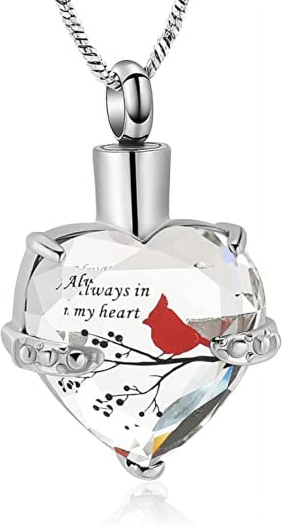 Red Cardinal Urn Necklace for Ashes for Women Always in My Heart Urn