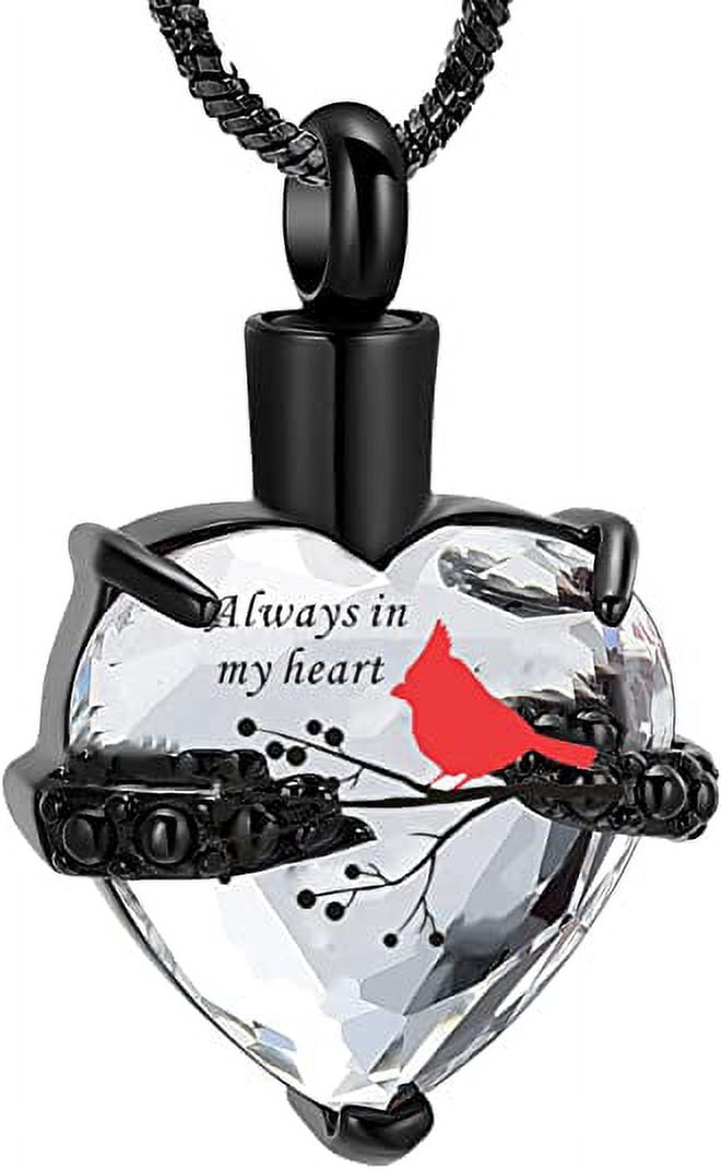 Red Cardinal Urn Necklace for Ashes for Women Always in My Heart Urn