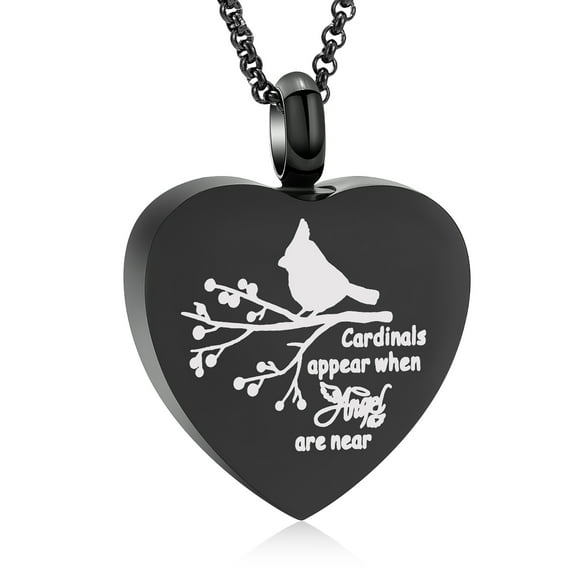 Red Cardinal Urn Necklace for Ashes Stainless Steel Heart Urn Pendant Cremation Keepsake Human / Pet Memorial Jewelry for Women Men