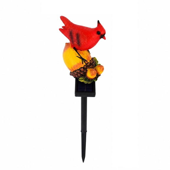 Red Cardinal Yard Stake, Solar Cardinal Garden Decor Bird Figurine with Nuts Solar Light Outdoor Stake Patio Yard Lawn Porch LED Pathway