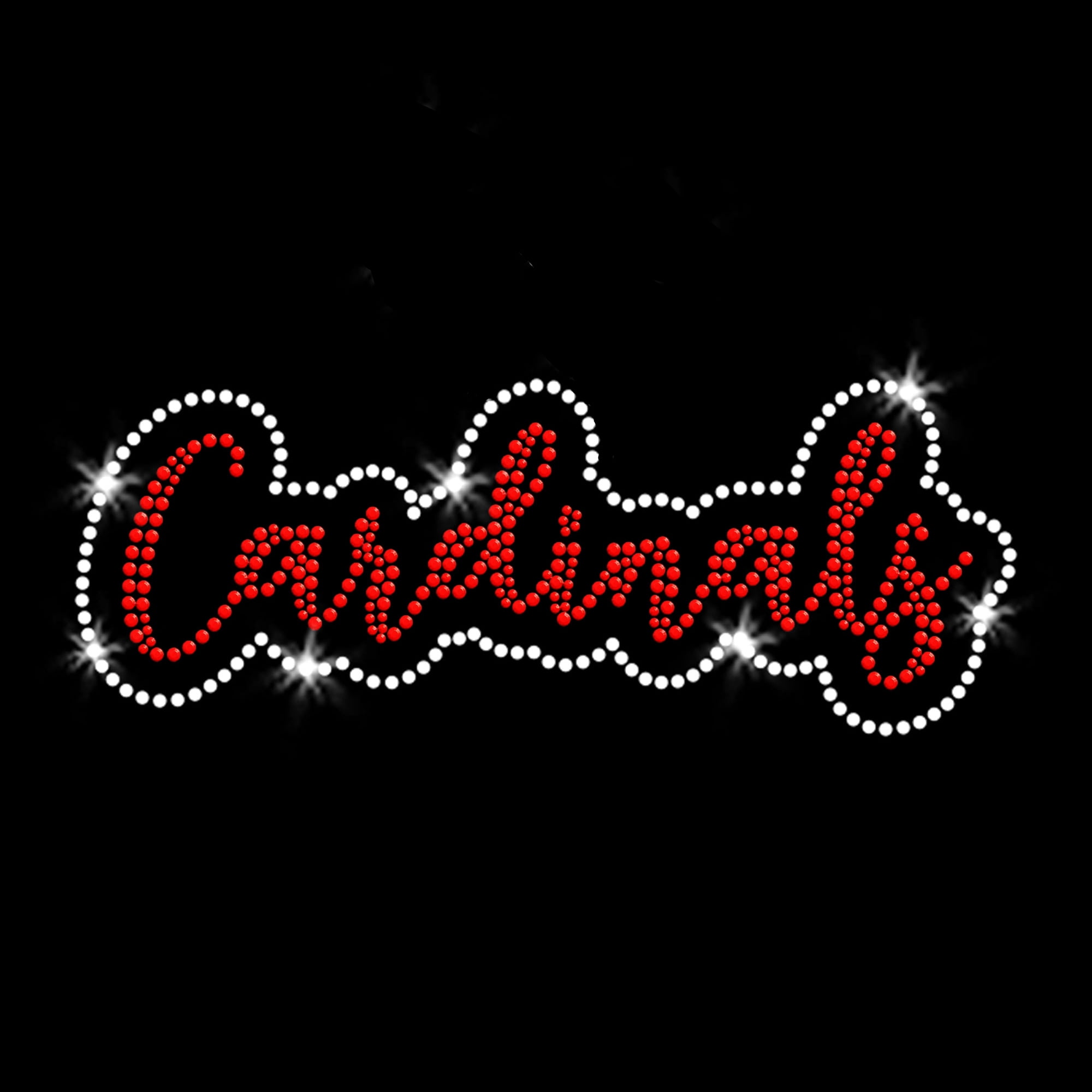 Red Cardinals Script Sparkly Bling Clear Crystals Iron-on Rhinestone ...