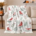 thumbnail image 1 of Red Cardinals Snowy Pine Boughs Festive Holiday, Festive Holiday Scene, Warm Flannel Blanket for Living Room and Reading Nook, Art Lovers Christmas Gift, Festive Home Decor, 1 of 7