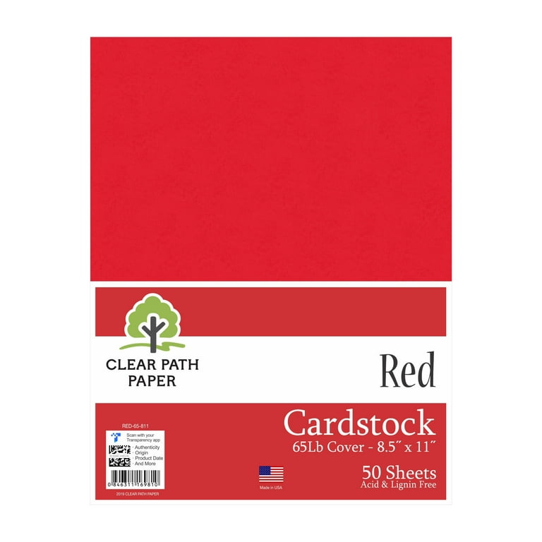 Red Cardstock - 8.5 x 11 inch - 65Lb Cover - 50 Sheets - Clear Path Paper 