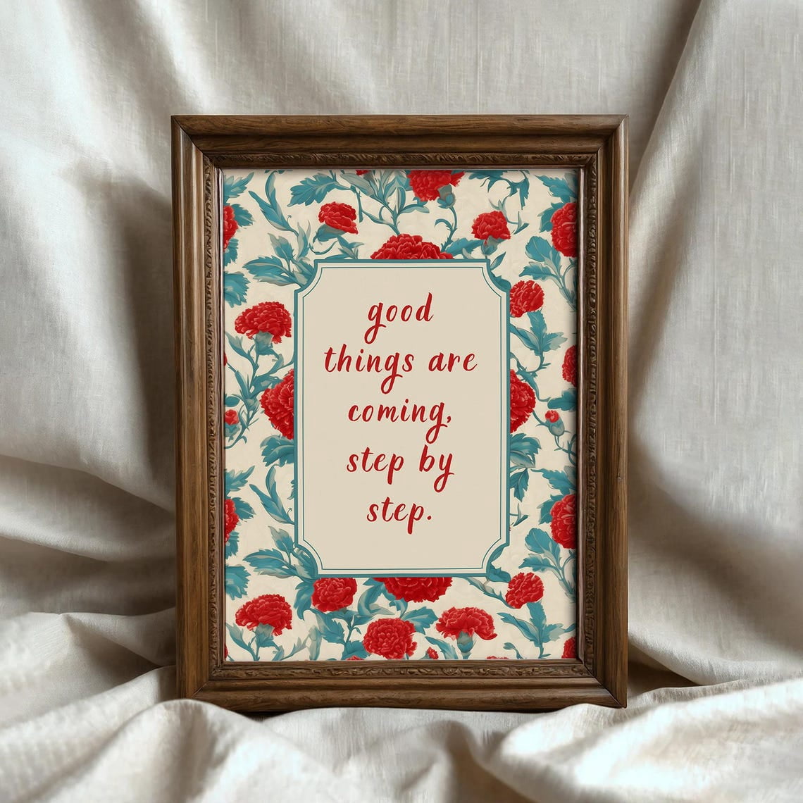 Red Carnation Floral Quote Wall Art Print, Botanical Decor - Walmart.com