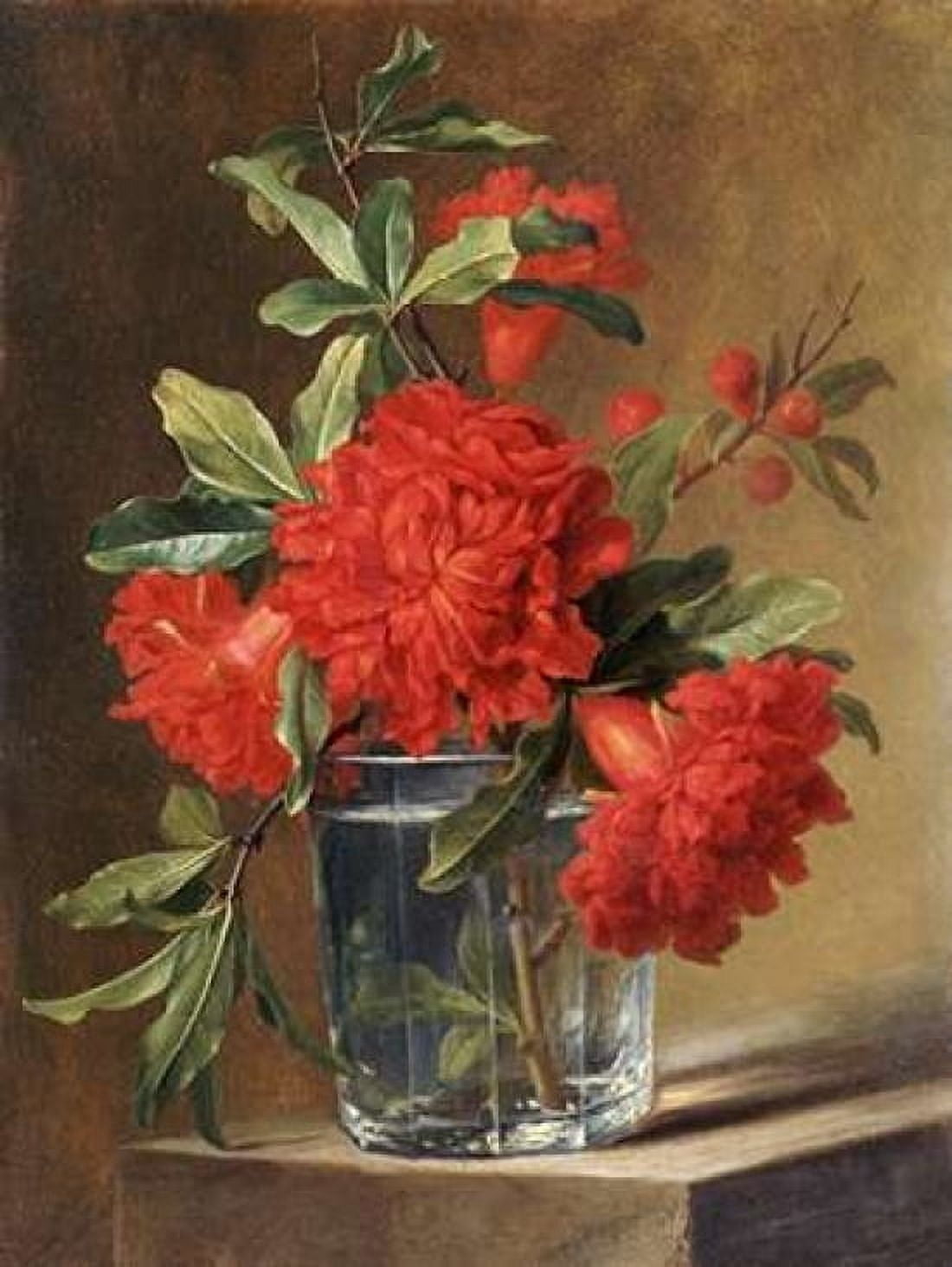 Red Carnations and a Sprig of Berries Canvas Art - Gerard Van Spaendonck (18 x 24)