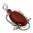 thumbnail image 1 of Red Carnelian Handmade 925 Sterling Silver Jewelry Pendant 3.15", 1 of 2