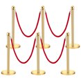 thumbnail image 1 of Red Carpet Ropes and Poles, Stainless Steel Gold Stanchions, Crowd Control Barriers, 5 FT Velvet Red Ropes Used for Theaters, Wedding, Exhibition,Ticket Offices, 1 of 6