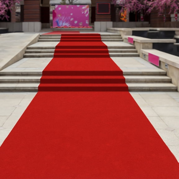 Red Carpet Runner 33ft x 3ft  360gsm Thick Non-Slip Aisle Rug for Wedding Party