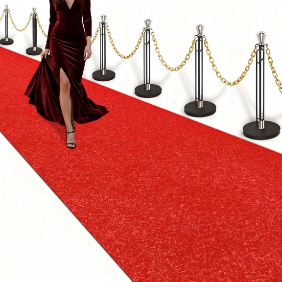 Red Carpet Runner 3x10 Feet, Non-Slip Waterproof Aisle Rug with Rubber Backing, Rolled Shipping, No Creases, Perfect for Weddings, Parties, Events, Banquets & Hollywood Runway