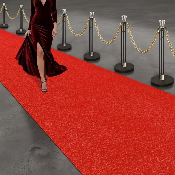 Red Carpet Runner, Non-Slip Waterproof Aisle Rug with Rubber Backing, Rolled Shipping, No Creases, Perfect for Weddings, Parties, Events, Banquets & Hollywood Runway
